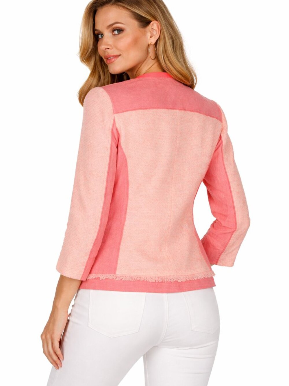 Elie Tahari Pearson Tweed Zip Jacket – Size 10 Pink Peach - Picture 2 of 8